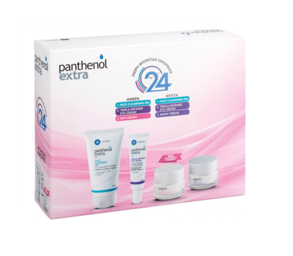 Medisei Panthenol Extra Set 24ωρη Φροντίδα Ομορφιάς με Ζελέ Καθαρισμού, Κρέμα Ματιών, Κρέμα Ημέρας & Κρέμα Νύχτας, 4 Τεμάχια