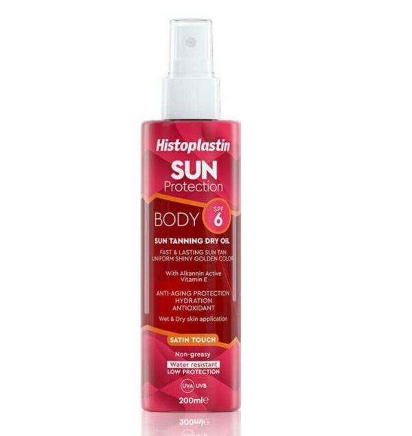 Histoplastin Sun Protection Tanning Dry Oil Body Satin Touch SPF6 Αντηλιακό Ξηρό Λάδι Σώματος, 200ml