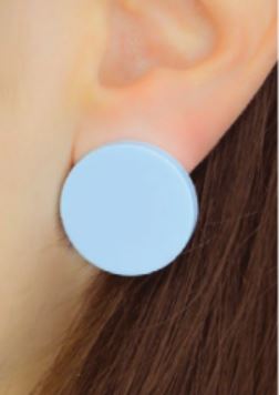 Farma Bijoux Υποαλλεργικά Σκουλαρίκια Χωρίς Νικέλιο Καρφωτά Γαλάζια Στρόγγυλα Κουμπιά (LTC155) 22mm