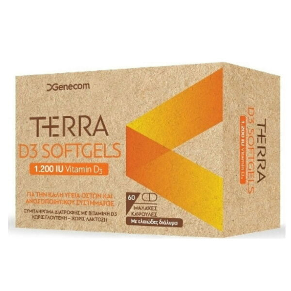 Genecom Terra D3 Softgels 1.200IU για την Καλή Υγεία Οστών και Ανοσοποιητικού Συστήματος 60 Μαλακές Κάψουλες